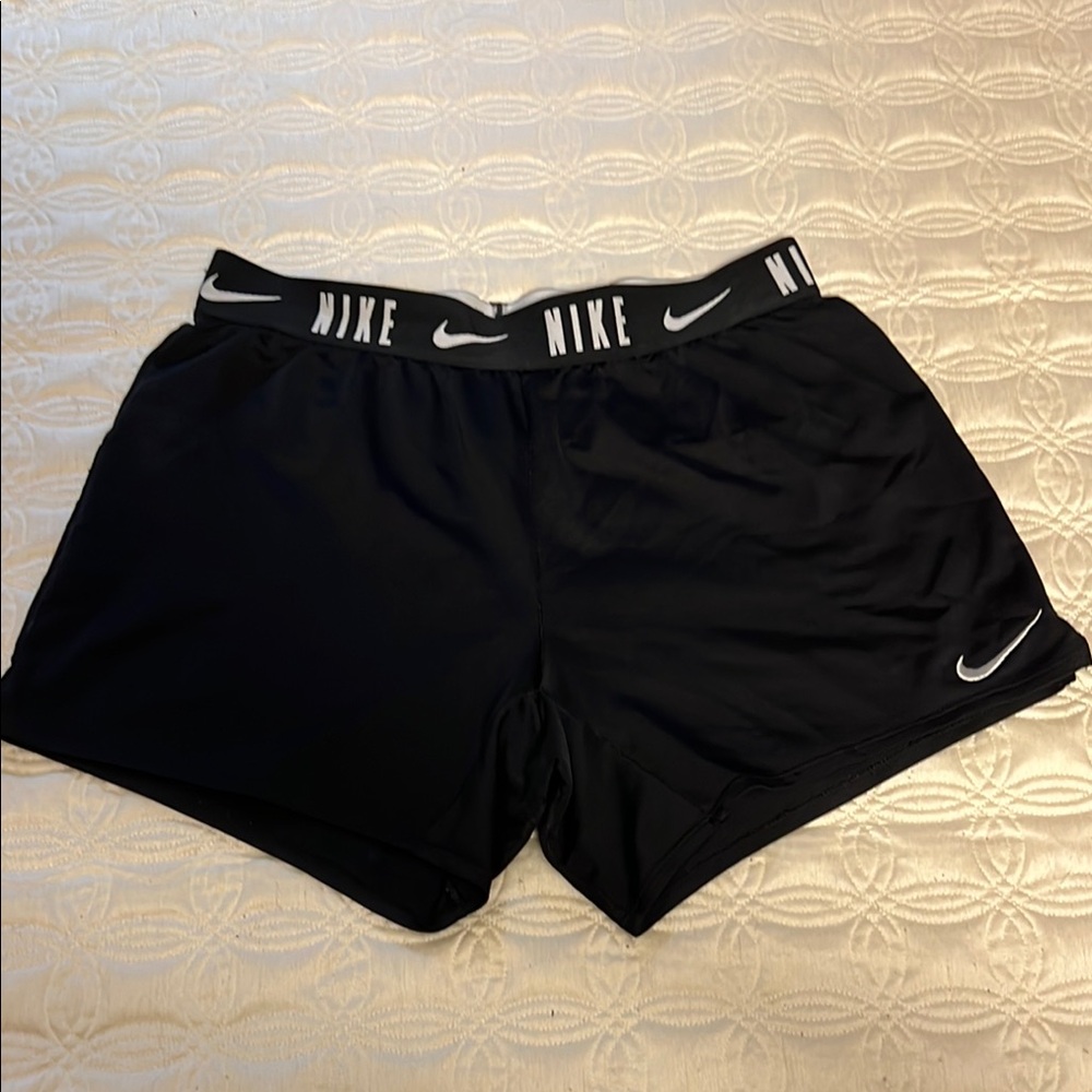 Nike Women's Black Athletic Shorts with White Accents